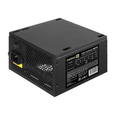 Блоки питания Exegate EX260641RUS-S Блок питания 500PPE, ATX, SC, black, APFC, 12cm, 24p+(4+4)p PCI-E, 3*IDE, 5*SATA, FDD + кабель 220V с защитой от выдергивания Блоки питания Exegate EX260641RUS-S Блок питания 500PPE, ATX, SC, black, APFC, 12cm, 24p+(4+4)p PCI-E, 3*IDE, 5*SATA, FDD + кабель 220V с защитой от выдергивания