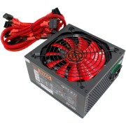 Блок питания Ginzzu PC500 14CM(Red) 80+ black,APFC,24+4p,2 PCI-E(6+2), 5*SATA, 4*IDE,оплетка, кабель питания,цветная коробка