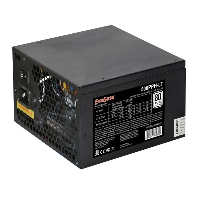 Блок питания Exegate EX282040RUS-OEM Блок питания 500W ExeGate 500PPH-LT OEM, ATX, black, 80+, APFC, 12cm, 24p, (4+4)p, 5*SATA, 3*IDE Блок питания Exegate EX282040RUS-OEM Блок питания 500W ExeGate 500PPH-LT OEM, ATX, black, 80+, APFC, 12cm, 24p, (4+4)p, 5*SATA, 3*IDE