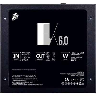 Блок питания 1STPLAYER Блок питания FK 600W / ATX 2.4, APFC, 120mm fan / PS-600FK Блок питания 1STPLAYER Блок питания FK 600W / ATX 2.4, APFC, 120mm fan / PS-600FK