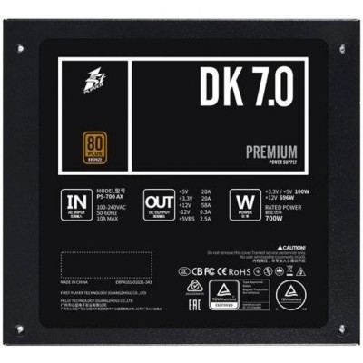 Блок питания 1STPLAYER Блок питания DK PREMIUM 700W / ATX 2.4, APFC, 80 PLUS BRONZE, 120mm fan / PS-700AX Блок питания 1STPLAYER Блок питания DK PREMIUM 700W / ATX 2.4, APFC, 80 PLUS BRONZE, 120mm fan / PS-700AX