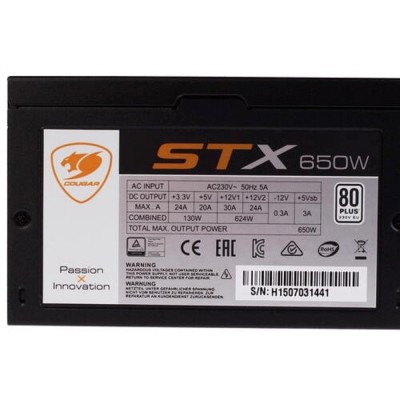 Блок питания Cougar XTC 650 (ATX v2.31, 650W, Active PFC, 120mm Fan, Power cord, 80 Plus, Japanese standby capacitors) XTC650 BULK Блок питания Cougar XTC 650 (ATX v2.31, 650W, Active PFC, 120mm Fan, Power cord, 80 Plus, Japanese standby capacitors) XTC650 BULK