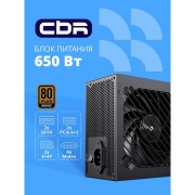 Блок питания CBR ATX 650W 80+ Bronze, DC-DC, APFC, 0.6mm, 24pin, 1*8-pin(4+4P), 1*6+2pin, 2*SATA, 4*IDE, 12cm fan, 1.2м кабель питания, черный PSU-ATX650-12GM BOX
