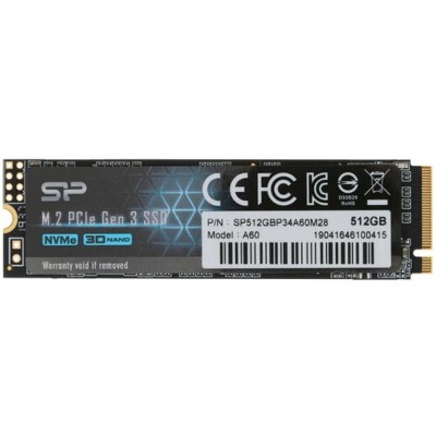 накопитель Silicon Power SSD 512Gb A60 SP512GBP34A60M28, M.2 2280, PCI-E x4, NVMe накопитель Silicon Power SSD 512Gb A60 SP512GBP34A60M28, M.2 2280, PCI-E x4, NVMe