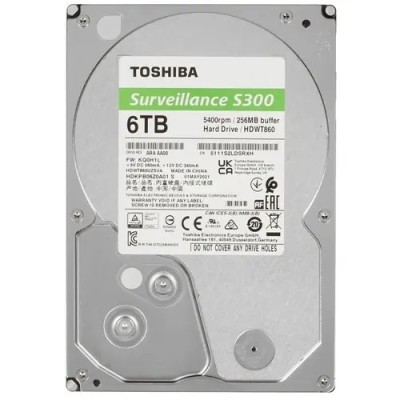 Жесткий диск 6TB Toshiba Surveillance S300 (HDWT860UZSVA/HDKPB06Z0A01S) SATA 6.0Gb/s, 5400 rpm, 256Mb buffer, 3.5 Жесткий диск 6TB Toshiba Surveillance S300 (HDWT860UZSVA/HDKPB06Z0A01S) SATA 6.0Gb/s, 5400 rpm, 256Mb buffer, 3.5