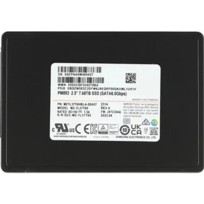 накопитель Samsung SSD 7680Gb PM893 MZ7L37T6HBLA-00A07 Data Center SSD, 2.5'' 7mm, SATA накопитель Samsung SSD 7680Gb PM893 MZ7L37T6HBLA-00A07 Data Center SSD, 2.5'' 7mm, SATA