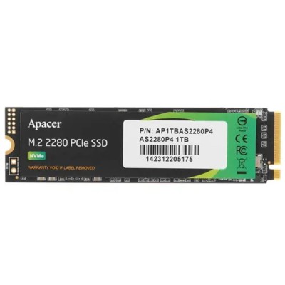 накопитель M.2 2280 1TB Apacer AS2280P4 Client SSD AP1TBAS2280P4-1 PCIe Gen3x4 with NVMe, 3000/2000, IOPS 215/390K, MTBF 1.5M, 3D TLC, 800TBW, 0,73DWPD, RTL (918253) накопитель M.2 2280 1TB Apacer AS2280P4 Client SSD AP1TBAS2280P4-1 PCIe Gen3x4 with NVMe, 3000/2000, IOPS 215/390K, MTBF 1.5M, 3D TLC, 800TBW, 0,73DWPD, RTL (918253)