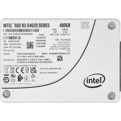 накопитель Intel SSD 480Gb S4620 серия SSDSC2KG480GZ01(1Z) SATA3.0, 3D2, TLC, 2.5 накопитель Intel SSD 480Gb S4620 серия SSDSC2KG480GZ01(1Z) SATA3.0, 3D2, TLC, 2.5