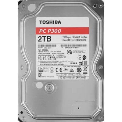 Жесткий диск Toshiba P300 HDWD320UZSVA, 2ТБ, HDD, SATA III, 3.5 Жесткий диск Toshiba P300 HDWD320UZSVA, 2ТБ, HDD, SATA III, 3.5