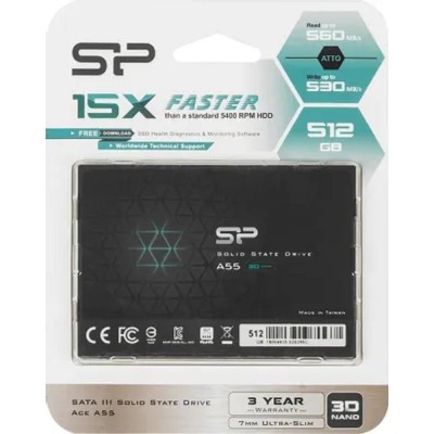 накопитель Silicon Power SSD 512Gb A55 SP512GBSS3A55S25 SATA3.0, 7mm накопитель Silicon Power SSD 512Gb A55 SP512GBSS3A55S25 SATA3.0, 7mm