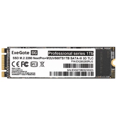носитель информации Exegate SSD M.2 2280 1Tb ExeGate NextPro+ M2UV500TS1TB (SATA-III, 22x80mm, 3D TLC) EX295280RUS носитель информации Exegate SSD M.2 2280 1Tb ExeGate NextPro+ M2UV500TS1TB (SATA-III, 22x80mm, 3D TLC) EX295280RUS