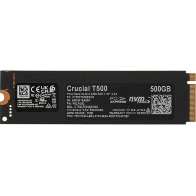 накопитель SSD Crucial M.2 2280 500GB Crucial T500 Client SSD CT500T500SSD8 PCIe Gen4x4 with NVMe, 7200/5700, TLC, 300TBW накопитель SSD Crucial M.2 2280 500GB Crucial T500 Client SSD CT500T500SSD8 PCIe Gen4x4 with NVMe, 7200/5700, TLC, 300TBW