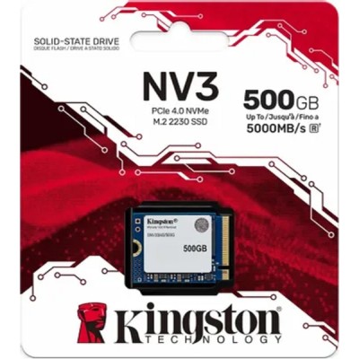 накопитель Kingston SSD NV3, 500GB, M.2(22x30mm), NVMe, PCIe 4.0 x4, 3D TLC, SNV3SM3/500G накопитель Kingston SSD NV3, 500GB, M.2(22x30mm), NVMe, PCIe 4.0 x4, 3D TLC, SNV3SM3/500G