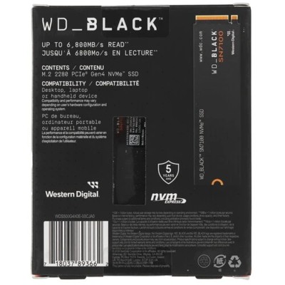 накопитель WD SSD Black SN7100, 500GB, M.2(22x80mm), NVMe, PCIe 4.0 x4, TLC, WDS500G4X0E накопитель WD SSD Black SN7100, 500GB, M.2(22x80mm), NVMe, PCIe 4.0 x4, TLC, WDS500G4X0E