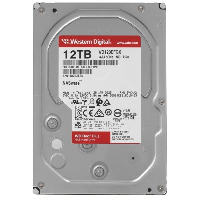 Жесткий диск 12TB WD Red Plus (WD120EFGX) Serial ATA III, 7200- rpm, 256Mb, 3.5 Жесткий диск 12TB WD Red Plus (WD120EFGX) Serial ATA III, 7200- rpm, 256Mb, 3.5