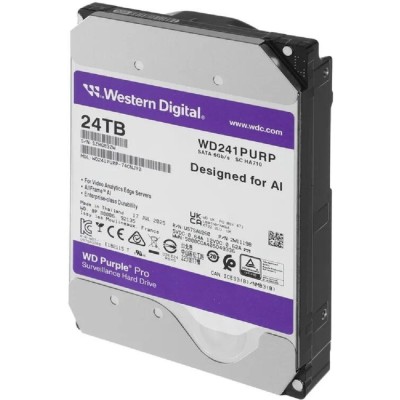 Жесткий диск 24TB WD Purple Pro (WD241PURP) Serial ATA III, 7200- rpm, 512Mb, 3.5 Жесткий диск 24TB WD Purple Pro (WD241PURP) Serial ATA III, 7200- rpm, 512Mb, 3.5
