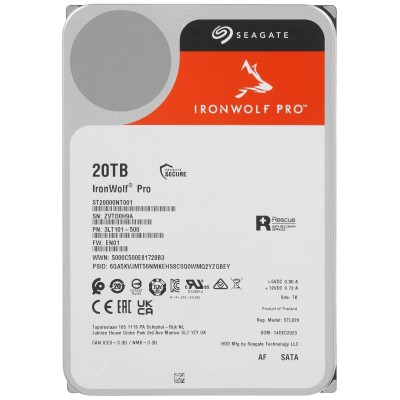 Жесткий диск 20TB Seagate Ironwolf Pro (ST20000NT001) SATA 6 Гбит/с, 7200 rpm, 256mb buffer, для NAS Жесткий диск 20TB Seagate Ironwolf Pro (ST20000NT001) SATA 6 Гбит/с, 7200 rpm, 256mb buffer, для NAS