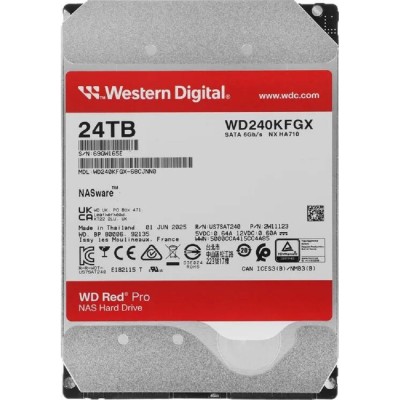Жесткий диск 24TB WD Red Pro (WD240KFGX) Serial ATA III, 7200- rpm,512Mb, 3.5 Жесткий диск 24TB WD Red Pro (WD240KFGX) Serial ATA III, 7200- rpm,512Mb, 3.5
