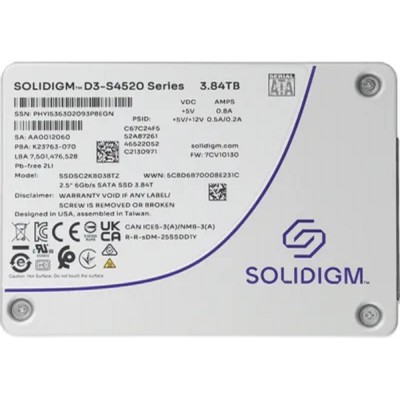 накопитель Solidigm SSD D3-S4520 Series, 3840GB, 2.5 накопитель Solidigm SSD D3-S4520 Series, 3840GB, 2.5