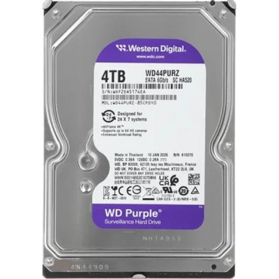 Жесткий диск 4TB WD Purple (WD44PURZ) Serial ATA III, 5400- rpm, 128Mb, 3.5 Жесткий диск 4TB WD Purple (WD44PURZ) Serial ATA III, 5400- rpm, 128Mb, 3.5