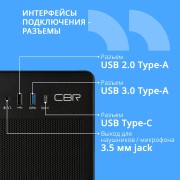 Корпус CBR Корпус mATX Minitower V285, без БП, 1*USB 3.0 Type-C, 1*USB 3.0, 1*USB 2.0, HD Audio+Mic, Black PCC-MATX-V285-WPSU