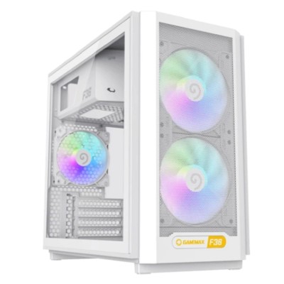 Корпуса GameMax Корпус F36 WH без БП (Midi Tower, ATX, Белый, 1*USB Type-C, 3*120мм) Корпуса GameMax Корпус F36 WH без БП (Midi Tower, ATX, Белый, 1*USB Type-C, 3*120мм)