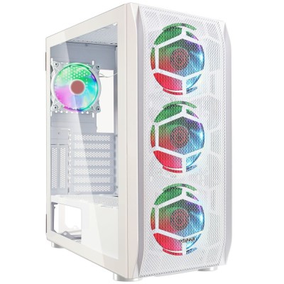 корпус Ginzzu GL 390 боковая дверца закаленное стекло на петлях на магнитах, controller CRC10, 4* 12R6W FAN 12CM RGB Белый корпус Ginzzu GL 390 боковая дверца закаленное стекло на петлях на магнитах, controller CRC10, 4* 12R6W FAN 12CM RGB Белый