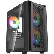 Корпус Powercase Корпус Mistral SM04 ARGB, Tempered Glass, Front Nylon Filter, 3x120mm ARGB PWM fans, чёрный, mATX  (CMMSM04B-A3)