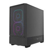 Корпус Powercase Корпус AX5, Black, TG, Type-C, 2x 140mm +3x 120mm ARGB PWM Fans, ARGB+PWM HUB, Nylon filters, чёрный, ATX (CJXA-A5)