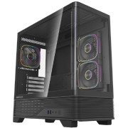 Корпус Powercase Корпус Vision Micro M6B, Curved Glass, Type-C, 3x 120mm ARGB PWM Fan, чёрный, mATX (CVMM6B-A3)