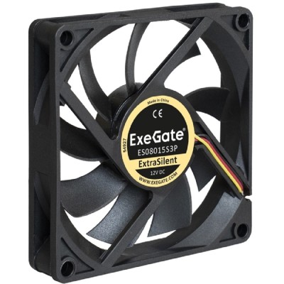 Вентиляторы Exegate EX283373RUS Вентилятор ExeGate ExtraSilent ES08015S3P, (80x80x15 мм, Sleeve bearing (подшипник скольжения), 3pin, 1600RPM, 16.5dBA Вентиляторы Exegate EX283373RUS Вентилятор ExeGate ExtraSilent ES08015S3P, (80x80x15 мм, Sleeve bearing (подшипник скольжения), 3pin, 1600RPM, 16.5dBA