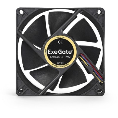 Вентиляторы Exegate EX283379RUS Вентилятор ExeGate EX08025H4P-PWM, 80x80x25 мм, гидродинамический, 4pin, PWM, 23dBA Вентиляторы Exegate EX283379RUS Вентилятор ExeGate EX08025H4P-PWM, 80x80x25 мм, гидродинамический, 4pin, PWM, 23dBA
