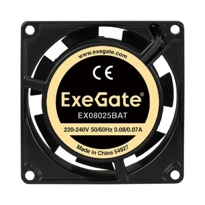 Вентиляторы Exegate EX288998RUS Вентилятор 220В ExeGate EX08025BAT (80x80x25 мм, 2-Ball (двойной шарикоподшипник), клеммы, 2600RPM, 32dBA) Вентиляторы Exegate EX288998RUS Вентилятор 220В ExeGate EX08025BAT (80x80x25 мм, 2-Ball (двойной шарикоподшипник), клеммы, 2600RPM, 32dBA)