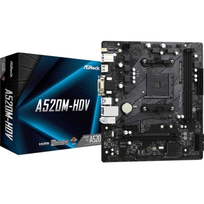 Материнская плата Asrock A520M-HDV Soc-AM4 AMD A520 2xDDR4 mATX AC`97 8ch(7.1) GbLAN RAID+VGA+DVI+HDMI Материнская плата Asrock A520M-HDV Soc-AM4 AMD A520 2xDDR4 mATX AC`97 8ch(7.1) GbLAN RAID+VGA+DVI+HDMI