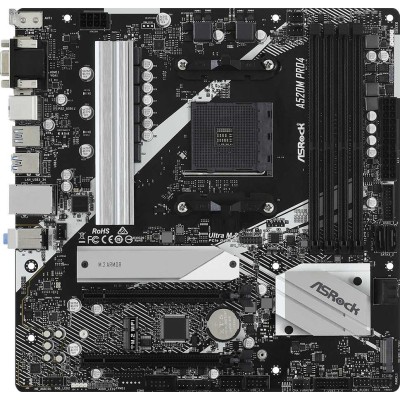 Материнская плата Asrock A520M PRO4 Soc-AM4 AMD A520 4xDDR4 mATX AC`97 8ch(7.1) GbLAN RAID+VGA+HDMI+DP Материнская плата Asrock A520M PRO4 Soc-AM4 AMD A520 4xDDR4 mATX AC`97 8ch(7.1) GbLAN RAID+VGA+HDMI+DP