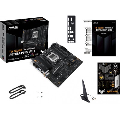 Материнская плата Asus TUF GAMING A620M-PLUS WIFI Socket AM5 AMD A620 4xDDR5 mATX AC`97 8ch(7.1) 2.5Gg RAID+HDMI+DP Материнская плата Asus TUF GAMING A620M-PLUS WIFI Socket AM5 AMD A620 4xDDR5 mATX AC`97 8ch(7.1) 2.5Gg RAID+HDMI+DP