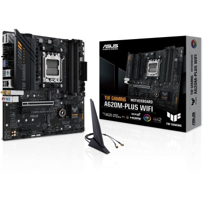 Материнская плата Asus TUF GAMING A620M-PLUS WIFI Socket AM5 AMD A620 4xDDR5 mATX AC`97 8ch(7.1) 2.5Gg RAID+HDMI+DP Материнская плата Asus TUF GAMING A620M-PLUS WIFI Socket AM5 AMD A620 4xDDR5 mATX AC`97 8ch(7.1) 2.5Gg RAID+HDMI+DP