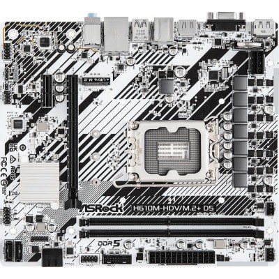 Материнская плата Asrock H610M-HDV/M.2+ D5 Soc-1700 Intel H610 2xDDR5 mATX AC`97 8ch(7.1) GbLAN+VGA+HDMI+DP Материнская плата Asrock H610M-HDV/M.2+ D5 Soc-1700 Intel H610 2xDDR5 mATX AC`97 8ch(7.1) GbLAN+VGA+HDMI+DP