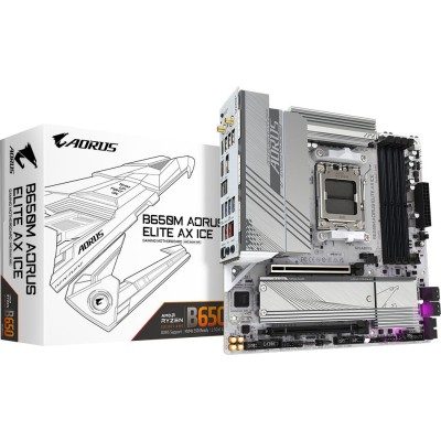 Материнская плата Gigabyte B650M AORUS ELITE AX ICE Socket AM5 AMD B650 4xDDR5 mATX AC`97 8ch(7.1) 2.5Gg RAID+HDMI+DP Материнская плата Gigabyte B650M AORUS ELITE AX ICE Socket AM5 AMD B650 4xDDR5 mATX AC`97 8ch(7.1) 2.5Gg RAID+HDMI+DP