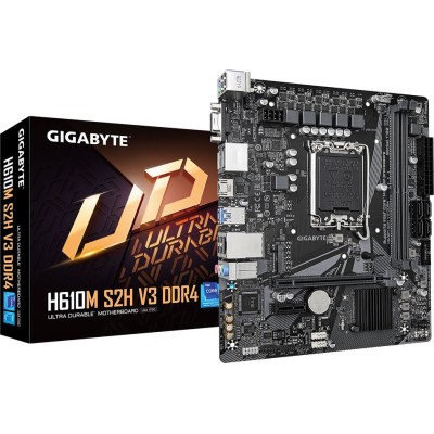 Материнская плата Gigabyte H610M S2H V3 DDR4 Soc-1700 Intel H610 2xDDR4 mATX AC`97 8ch(7.1) GbLAN+VGA+HDMI+DP Материнская плата Gigabyte H610M S2H V3 DDR4 Soc-1700 Intel H610 2xDDR4 mATX AC`97 8ch(7.1) GbLAN+VGA+HDMI+DP