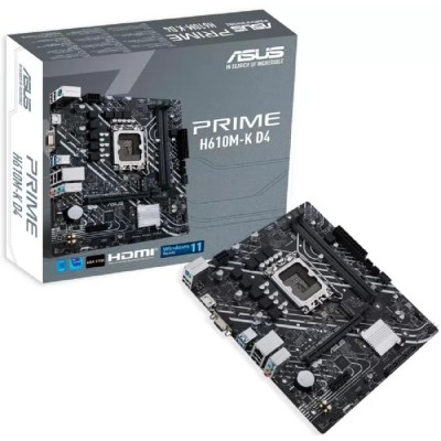 Материнская плата ASUS PRIME H610M-K D4 (Socket 1700, mATX, 2xDDR4(64GB), VGA/HDMI 2.1, 1xPCIe 4.0x16/1xPCIe 3.0/1xLAN, 4xSATA 6Gb/s, 1xM.2, 2xUSB 3.2, 4xUSB 2.0, 1xPS/2) Материнская плата ASUS PRIME H610M-K D4 (Socket 1700, mATX, 2xDDR4(64GB), VGA/HDMI 2.1, 1xPCIe 4.0x16/1xPCIe 3.0/1xLAN, 4xSATA 6Gb/s, 1xM.2, 2xUSB 3.2, 4xUSB 2.0, 1xPS/2)