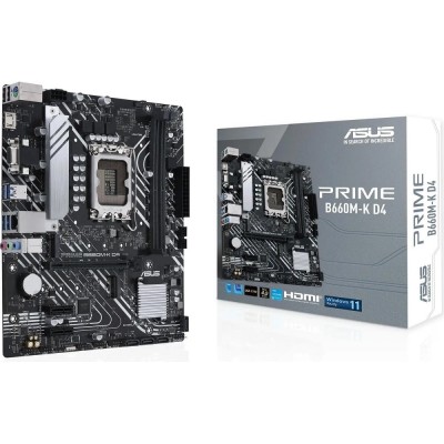 Материнская плата ASUS PRIME B660M-K D4 (Socket 1700, mATX, 2xDDR4(64GB), VGA/HDMI 2.1, 1xPCIe 4.0x16/2xPCIe 3.0, 1xLAN, 4xSATA 6Gb/s, 2xM.2, 4xUSB 3.2, 2xUSB 2.0, 1xPS/2) Материнская плата ASUS PRIME B660M-K D4 (Socket 1700, mATX, 2xDDR4(64GB), VGA/HDMI 2.1, 1xPCIe 4.0x16/2xPCIe 3.0, 1xLAN, 4xSATA 6Gb/s, 2xM.2, 4xUSB 3.2, 2xUSB 2.0, 1xPS/2)