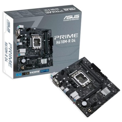 Материнская плата ASUS PRIME H610M-R D4-SI (Socket 1700, mATX, 2xDDR4(64GB), VGA/DVI-D/HDMI 2.1, 1xPCIe 4.0x16/1xPCIe 3.0, 1xLAN, 4xSATA 6Gb/s, 1xM.2, 2xUSB 3.2, 2xUSB 2.0, 2xPS/2) Материнская плата ASUS PRIME H610M-R D4-SI (Socket 1700, mATX, 2xDDR4(64GB), VGA/DVI-D/HDMI 2.1, 1xPCIe 4.0x16/1xPCIe 3.0, 1xLAN, 4xSATA 6Gb/s, 1xM.2, 2xUSB 3.2, 2xUSB 2.0, 2xPS/2)