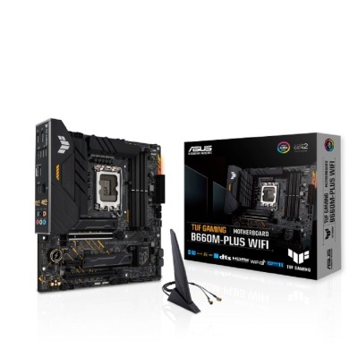 Материнская плата ASUS TUF GAMING B660M-PLUS WIFI (Socket 1700, mATX, 4xDDR5(128GB), DP/HDMI, 1xPCIe 5.0x16/1xPCIe 3.0x16/1xPCIe 4.0, 1xLAN (2.5GbE), 4xSATA 6Gb/s, 2xM.2, 1xType-C, 5xUSB 3.2, 2xUSB 2.0) Материнская плата ASUS TUF GAMING B660M-PLUS WIFI (Socket 1700, mATX, 4xDDR5(128GB), DP/HDMI, 1xPCIe 5.0x16/1xPCIe 3.0x16/1xPCIe 4.0, 1xLAN (2.5GbE), 4xSATA 6Gb/s, 2xM.2, 1xType-C, 5xUSB 3.2, 2xUSB 2.0)