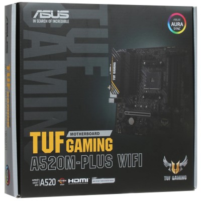 Материнская плата ASUS TUF GAMING A520M-PLUS WIFI (Socket AM4, mATX, 2xDDR4(128GB), DP/VGA/HDMI, 1xPCIe 3.0x16/2xPCIe x1, 1xLAN, 4xSATA 6Gb/s, 1xM.2, BT, Wi-Fi ac, 4xUSB 3.2, 2xUSB 2.0, 1xPS/2) Материнская плата ASUS TUF GAMING A520M-PLUS WIFI (Socket AM4, mATX, 2xDDR4(128GB), DP/VGA/HDMI, 1xPCIe 3.0x16/2xPCIe x1, 1xLAN, 4xSATA 6Gb/s, 1xM.2, BT, Wi-Fi ac, 4xUSB 3.2, 2xUSB 2.0, 1xPS/2)