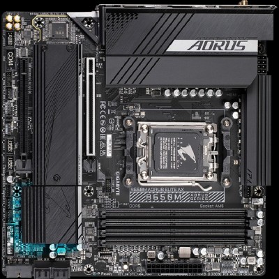 Материнская плата Gigabyte B650M AORUS ELITE AX Socket AM5, AMD B650, 4xDDR5-5200, HDMI+DP, 2xPCI-Ex16, 4xSATA3(RAID 0/1/10), 2xM.2, 8 Ch Audio, 2.5GLan, WiFi, (4+4)xUSB2.0, (7+2)xUSB3.2, (1+1)xUSB3.2 Type-C™, mATX Материнская плата Gigabyte B650M AORUS ELITE AX Socket AM5, AMD B650, 4xDDR5-5200, HDMI+DP, 2xPCI-Ex16, 4xSATA3(RAID 0/1/10), 2xM.2, 8 Ch Audio, 2.5GLan, WiFi, (4+4)xUSB2.0, (7+2)xUSB3.2, (1+1)xUSB3.2 Type-C™, mATX