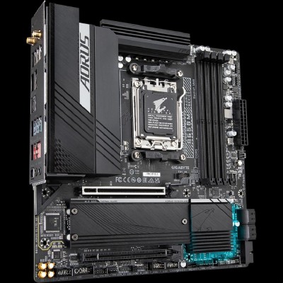 Материнская плата Gigabyte B650M AORUS ELITE AX Socket AM5, AMD B650, 4xDDR5-5200, HDMI+DP, 2xPCI-Ex16, 4xSATA3(RAID 0/1/10), 2xM.2, 8 Ch Audio, 2.5GLan, WiFi, (4+4)xUSB2.0, (7+2)xUSB3.2, (1+1)xUSB3.2 Type-C™, mATX Материнская плата Gigabyte B650M AORUS ELITE AX Socket AM5, AMD B650, 4xDDR5-5200, HDMI+DP, 2xPCI-Ex16, 4xSATA3(RAID 0/1/10), 2xM.2, 8 Ch Audio, 2.5GLan, WiFi, (4+4)xUSB2.0, (7+2)xUSB3.2, (1+1)xUSB3.2 Type-C™, mATX