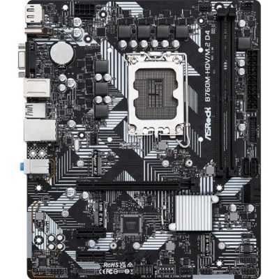 Материнская плата Asrock B760M-HDV/M.2 D4 RTL LGA1700, 2xDDR4, 4xSATA, RAID M.2 VGA HDMI DP mATX Материнская плата Asrock B760M-HDV/M.2 D4 RTL LGA1700, 2xDDR4, 4xSATA, RAID M.2 VGA HDMI DP mATX