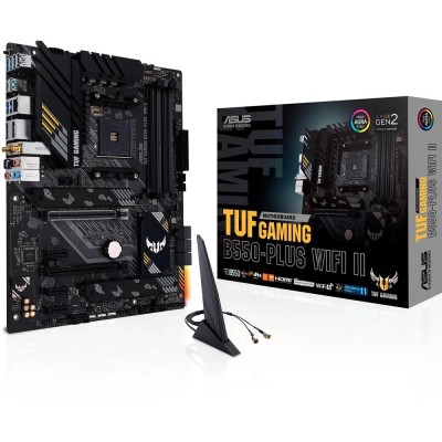 Материнская плата ASUS TUF GAMING B550-PLUS WIFI II (Socket AM4, ATX, 4xDDR4(128GB), DP/HDMI, 1xPCIe 4.0x16/1xPCIe 3.0x16/3xPCIe 3.0, 1xLAN (2.5GbE), Wi-Fi, BT, 6xSATA 6Gb/s, 2xM.2, 1xType-C 5xUSB 3.2, 2xUSB 2.0) Материнская плата ASUS TUF GAMING B550-PLUS WIFI II (Socket AM4, ATX, 4xDDR4(128GB), DP/HDMI, 1xPCIe 4.0x16/1xPCIe 3.0x16/3xPCIe 3.0, 1xLAN (2.5GbE), Wi-Fi, BT, 6xSATA 6Gb/s, 2xM.2, 1xType-C 5xUSB 3.2, 2xUSB 2.0)