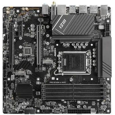 Материнская плата MSI PRO B760M-A WIFI Soc-1700, Intel B760, 4xDDR5, mATX AC`97 8ch(7.1) 2.5Gg+HDMI+DP Материнская плата MSI PRO B760M-A WIFI Soc-1700, Intel B760, 4xDDR5, mATX AC`97 8ch(7.1) 2.5Gg+HDMI+DP